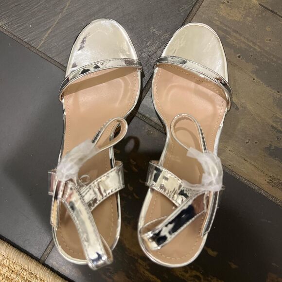 ASOS bebo barely there silver metallic heeled sandal - Picture 4 of 7